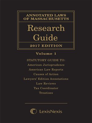 cover image of Annotated Laws of Massachusetts Research Guide
